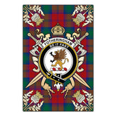 Fotheringham Modern Tartan Crest Black Garden Flag - Gold Thistle Style